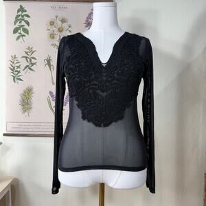 90s Y2k Sheer Mesh Top Romantic Goth Dark Coquette Whimsigoth Vampire Witchy S